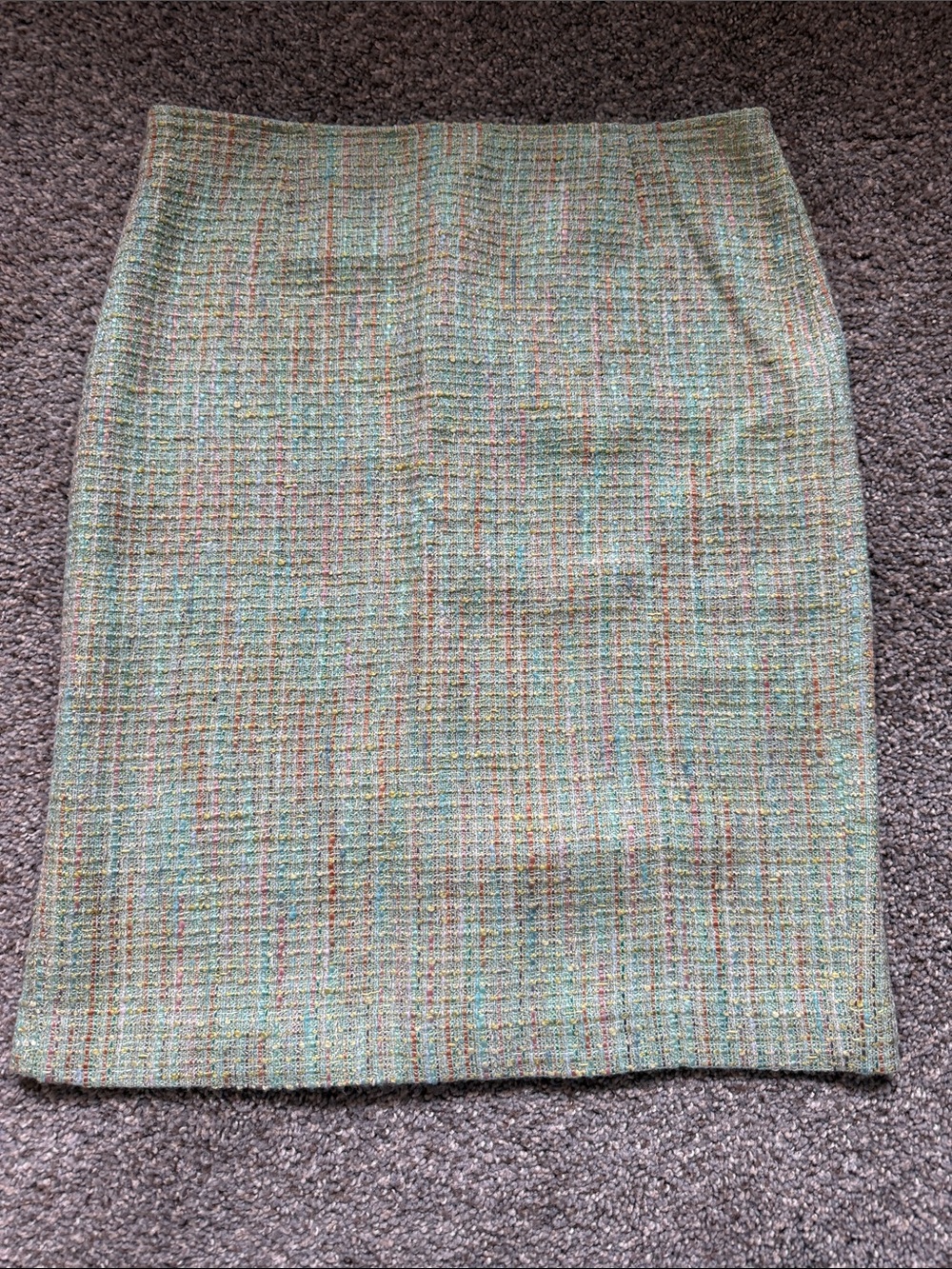 Cynthia Steffe Green Tweed Pencil Skirt with Multicolor Thread